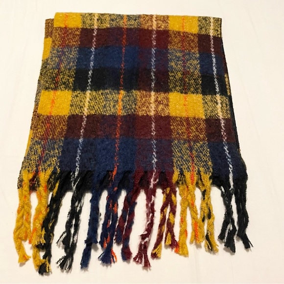 Plaid Fringe Scarf 78” x 19” - Picture 4 of 9